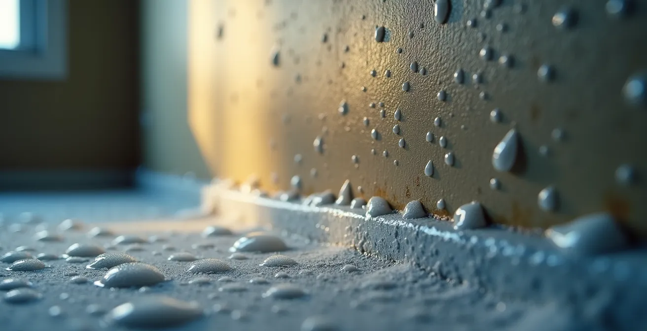 Détection de moisissures dans un coin de mur d'un logement québécois typique