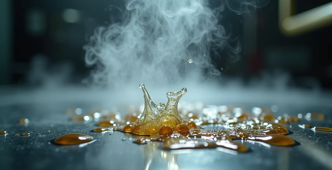 Vapeur d'eau chaude éliminant des traces de graisse sur une surface métallique commerciale