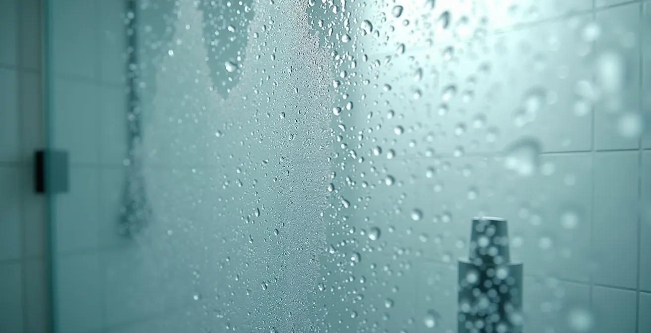 Paroi de douche transparente avec effet de l'eau dure et méthode de nettoyage naturelle