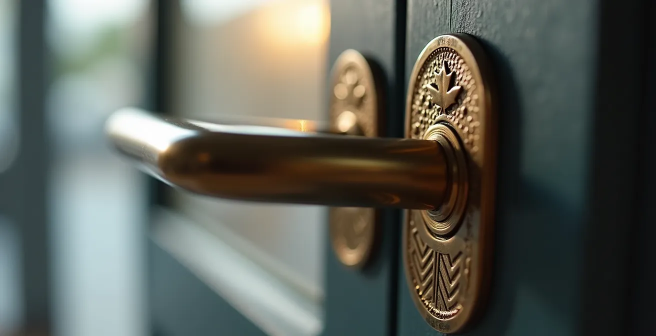 Gros plan sur un scellé de propreté apposé sur une porte de location touristique au Canada