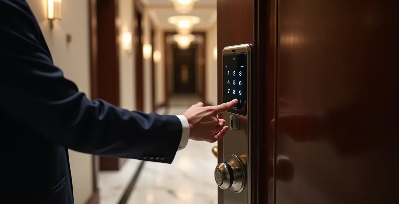 Système de serrure intelligente avec code temporaire pour accès sécurisé d'une équipe de nettoyage