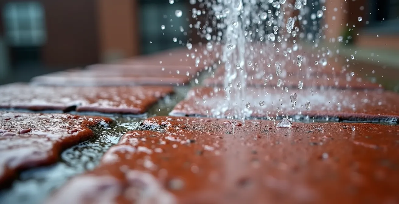 Spécialiste appliquant un traitement doux sur une façade de brique historique à Montréal